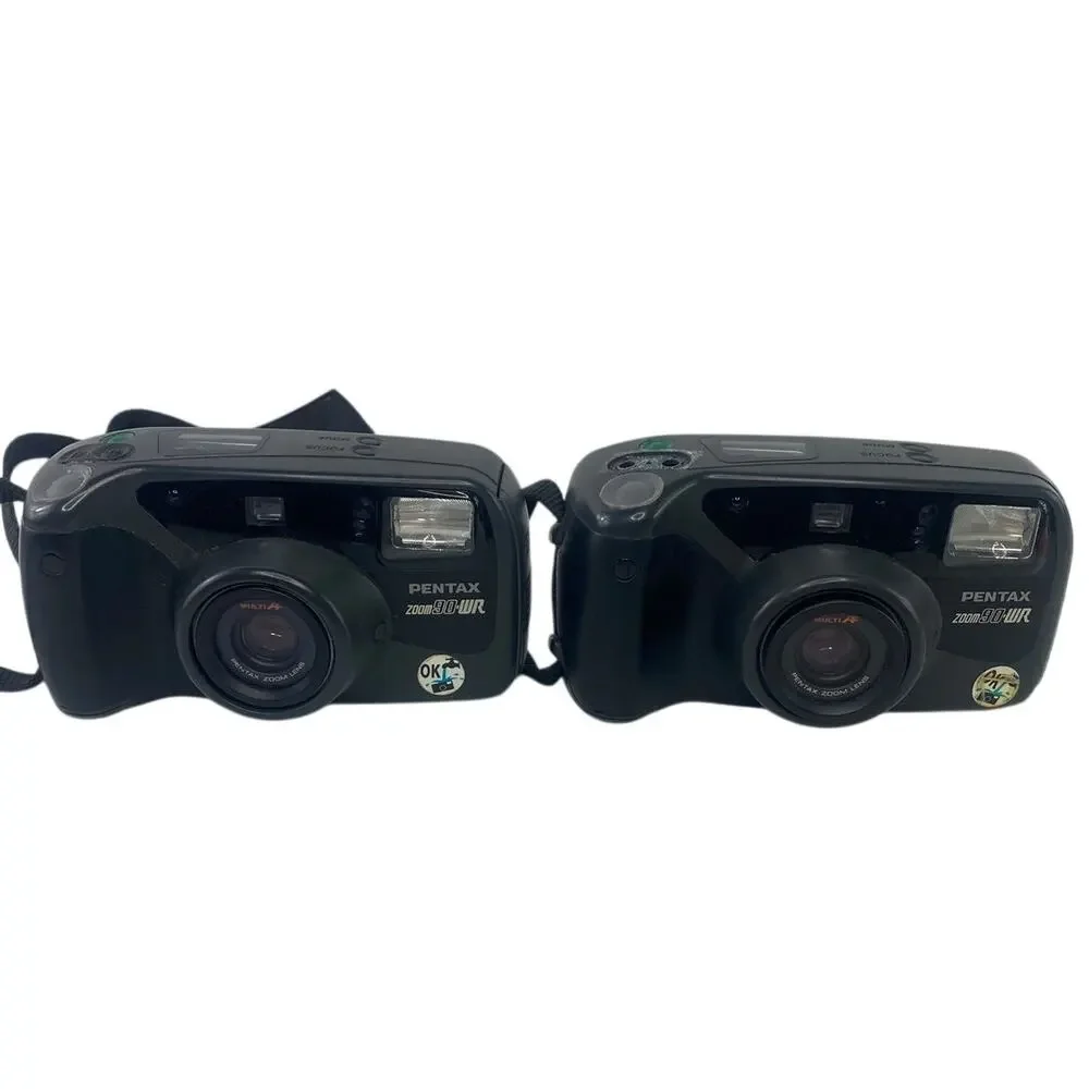 Vtg Pentax Film Camera Lot of 2 !Q Zoom 90 WR Point and Shoot PARTS REPAIR READ